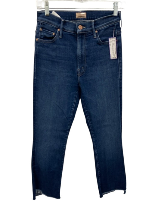 Mother Size 26 Dark Wash Cotton Blend Zip & Button Whiskering Frayed Hem Jeans Dark Wash / 26