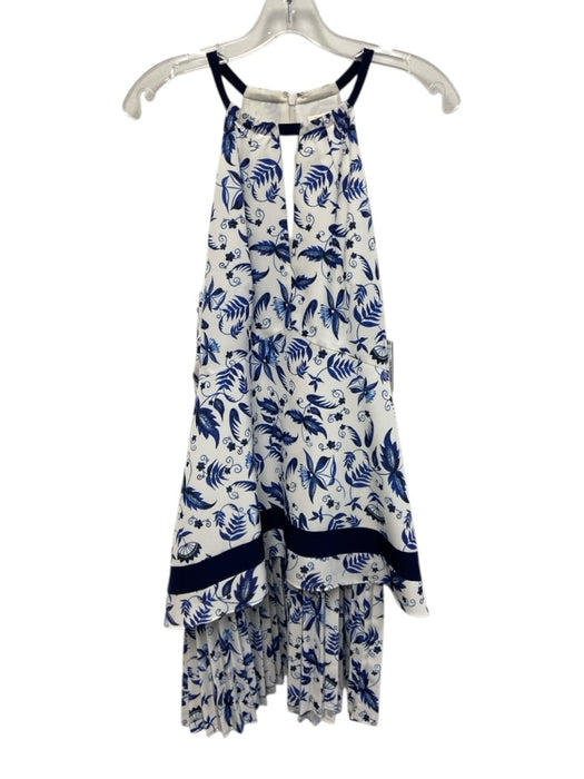 Wayf Size XS Blue & White Cotton Tie Shoulder Floral Clip Dot Maxi Dress Blue & White / XS