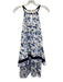 Wayf Size XS Blue & White Cotton Tie Shoulder Floral Clip Dot Maxi Dress Blue & White / XS