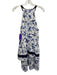 Wayf Size XS Blue & White Cotton Tie Shoulder Floral Clip Dot Maxi Dress Blue & White / XS