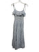 Wayf Size XS Blue & White Cotton Tie Shoulder Floral Clip Dot Maxi Dress Blue & White / XS