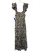 Love The Label Size XS White & Navy Cotton Printed Smocked Bodice Maxi Dress White & Navy / XS