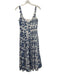 Staud Size 4 White & Blue Cotton Blend Toile Paneled Midi Dress White & Blue / 4