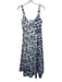 Staud Size 4 White & Blue Cotton Blend Toile Paneled Midi Dress White & Blue / 4