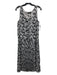 Theory Size M Black & White Polyester Floral Sleeveless Drawstring Waist Dress Black & White / M