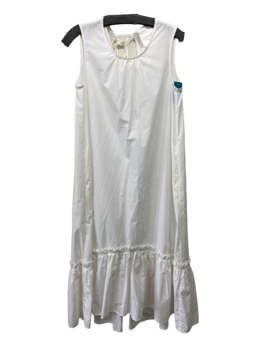 Meimeij Size 40 White Cotton Sleeveless Ruffle Detail Back Keyhole Dress White / 40