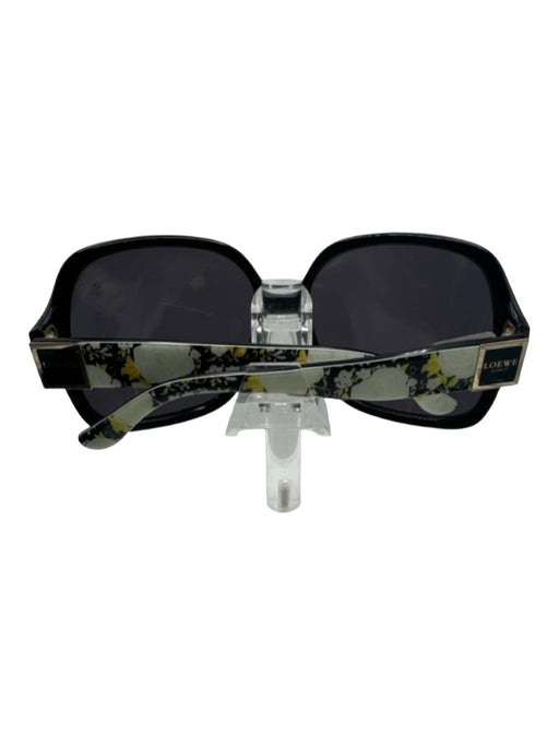 Loewe Black, Blue & Yellow Acetate Rounded Square Floral Sunglasses Black, Blue & Yellow