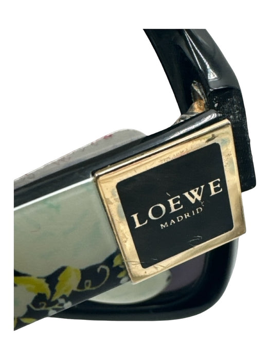 Loewe Black, Blue & Yellow Acetate Rounded Square Floral Sunglasses Black, Blue & Yellow