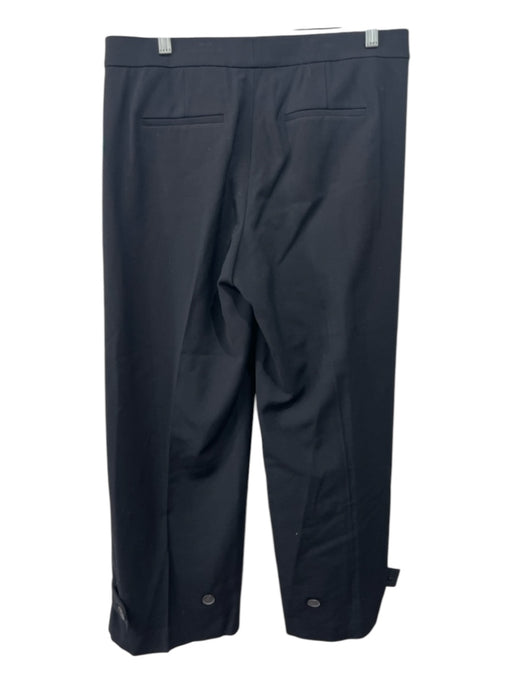 Vince Size 8 Black Viscose Blend Hook & Zip Trouser Straight Button Ankle Pants Black / 8