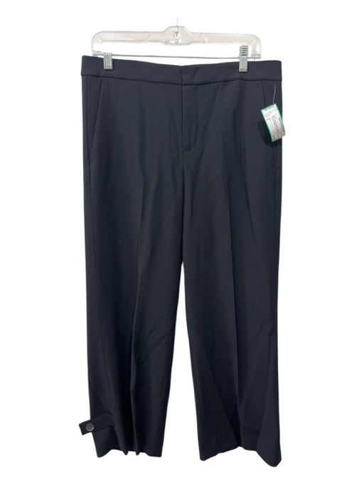 Vince Size 8 Black Viscose Blend Hook & Zip Trouser Straight Button Ankle Pants Black / 8