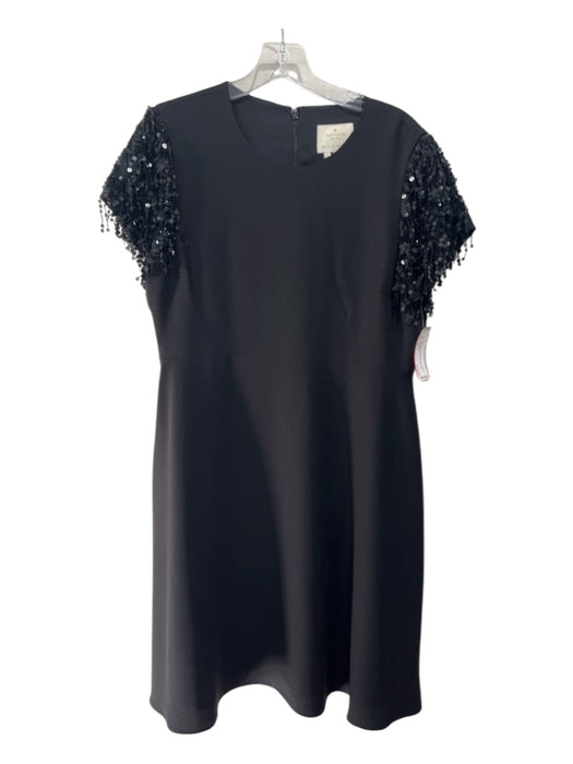 Kate Spade Size 10 Black Polyester Fringe Sequin Cap Sleeve Knee length Dress Black / 10