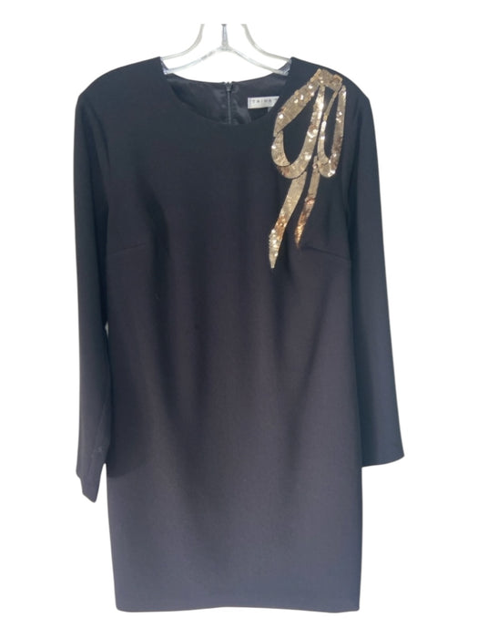 Trina Turk Size 8 Black & Gold Polyester Long Sleeve Sequin Detail Dress Black & Gold / 8