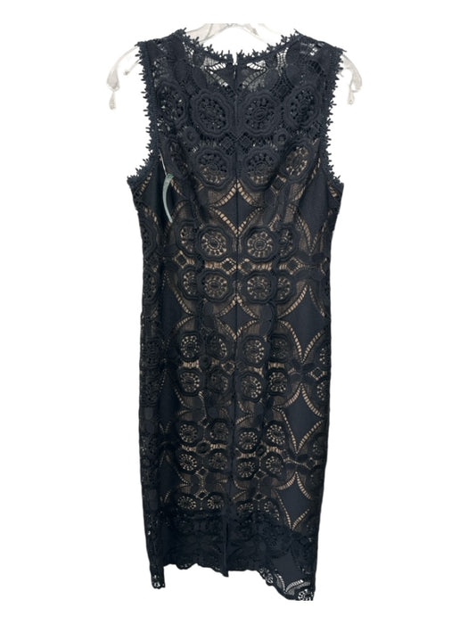 Nanette Lepore Size 10 Black & Beige Polyester Sleeveless Crochet Lace Dress Black & Beige / 10