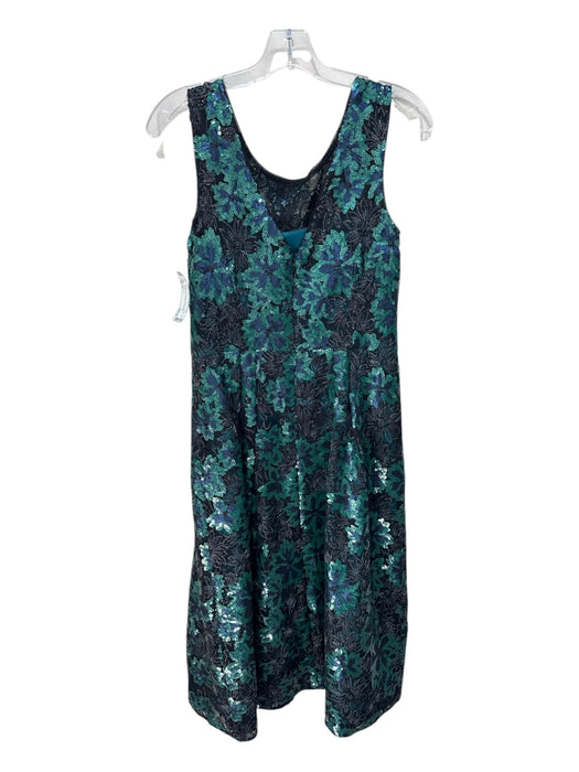 Kay Unger Size 10 Green, Blue, Black Nylon Fully Sequined Sleeveless Midi Dress Green, Blue, Black / 10