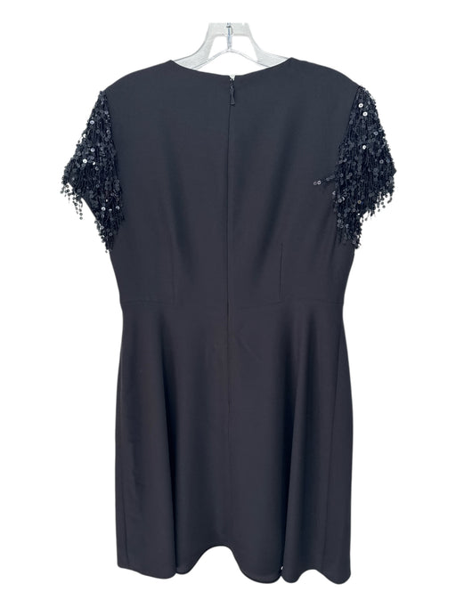 Kate Spade Size 10 Black Polyester Fringe Sequins Cap Sleeve Knee length Dress Black / 10