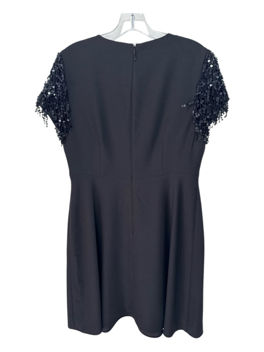 Kate Spade Size 10 Black Polyester Fringe Sequins Cap Sleeve Knee length Dress Black / 10