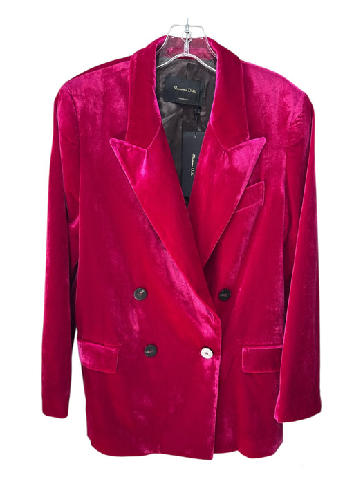 Massimo Dutti Size 40 Hot pink Viscose & Silk Velvet Double Breast Blazer Jacket Hot pink / 40