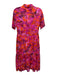 Vilagallo Size 40 Hot Pink & Orange Cotton Short Sleeve Plant print Dress Hot Pink & Orange / 40