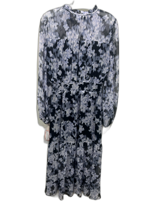 Intermix Size 8 Blue, White, Black Long Sleeve Abstract Print V Neck Dress   Labels Resale Boutique