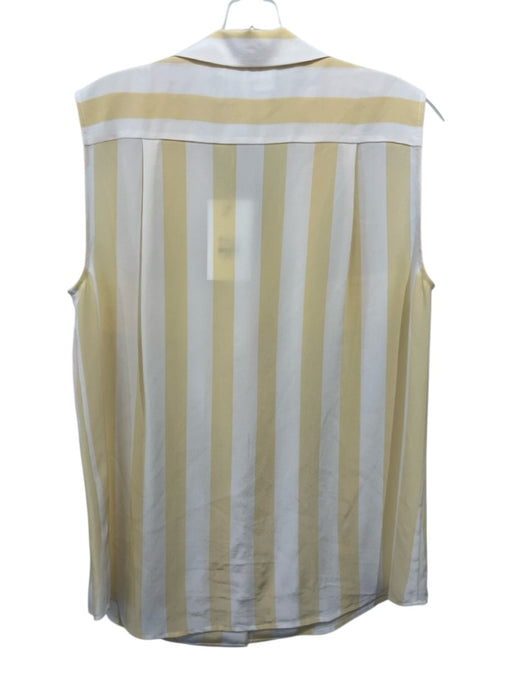 Frame Size Small Yellow & White Silk Sleeveless Striped Button Front Collar Top Yellow & White / Small