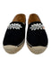 Miu Miu Shoe Size 37 Black & Beige Suede Espadrille Jewled Slip On Flats Black & Beige / 37