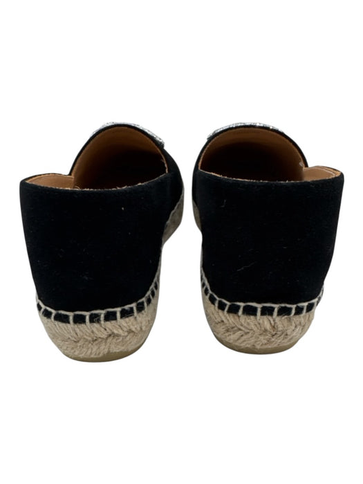Miu Miu Shoe Size 37 Black & Beige Suede Espadrille Jewled Slip On Flats Black & Beige / 37