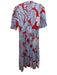 Diane Von Furstenberg Size 10 Blue, Red, White Cotton Short Puff Sleeve Dress Blue, Red, White / 10