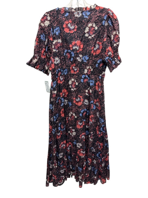 Cleobella Size M Black, Red, Multi Cotton Short Puff Sleeve Wide Neck Maxi Dress Black, Red, Multi / M