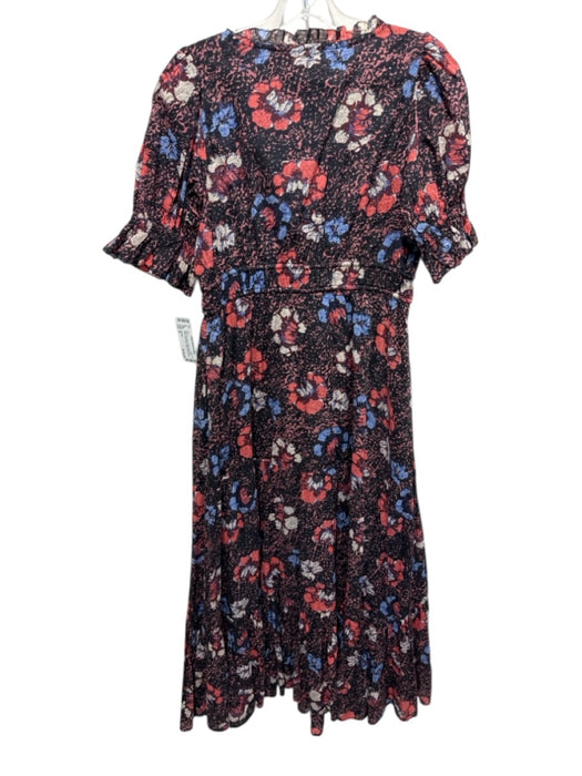 Cleobella Size M Black, Red, Multi Cotton Short Puff Sleeve Wide Neck Maxi Dress Black, Red, Multi / M