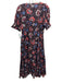 Cleobella Size M Black, Red, Multi Cotton Short Puff Sleeve Wide Neck Maxi Dress Black, Red, Multi / M