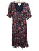 Cleobella Size M Black, Red, Multi Cotton Short Puff Sleeve Wide Neck Maxi Dress Black, Red, Multi / M