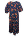 A.L.C. Size 8 Blue & Orange Cotton Short Sleeve All Over Print Split Neck Dress Blue & Orange / 8