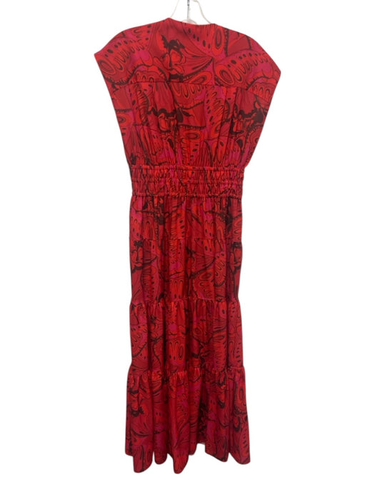 Derek Lam 10 Crosby Size 6 Red Polyester Cap Sleeve Butterfly Print Dress Red / 6