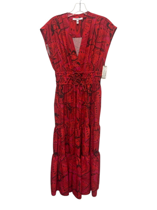 Derek Lam 10 Crosby Size 6 Red Polyester Cap Sleeve Butterfly Print Dress Red / 6