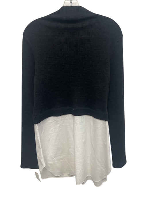 Theory Size L Dark Gray & White Wool Blend Ribbed Knit Mock Neck Sweater Dark Gray & White / L