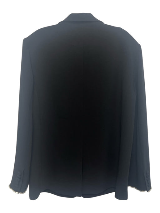 Cinq a Sept Size 8 Black Triacetate Blend Feather Detail Crystal Applique Jacket Black / 8
