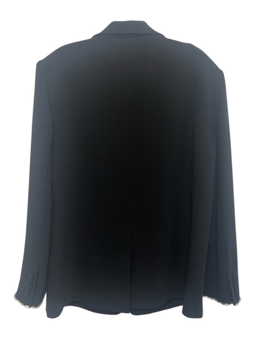 Cinq a Sept Size 8 Black Triacetate Blend Feather Detail Crystal Applique Jacket Black / 8