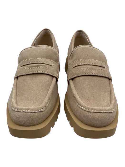Dolce Vita Shoe Size 8 Beige Leather Platform Slip On Square Toe Loafers Beige / 8