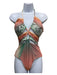 Bequeve Size M Peach, Green, Orange Polyester Blend Open Front Floral Swimsuit Peach, Green, Orange / M