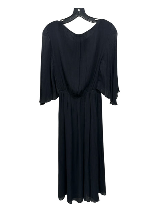 Massimo Dutti Size 6 Black Polyester & Viscose 1/2 Ruffle Sleeve Crepe Dress Black / 6