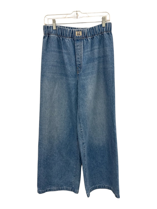 Mother Snacks Size Est S Light Wash Cotton Blend Elastic Waist Wide Leg Jeans Light Wash / Est S