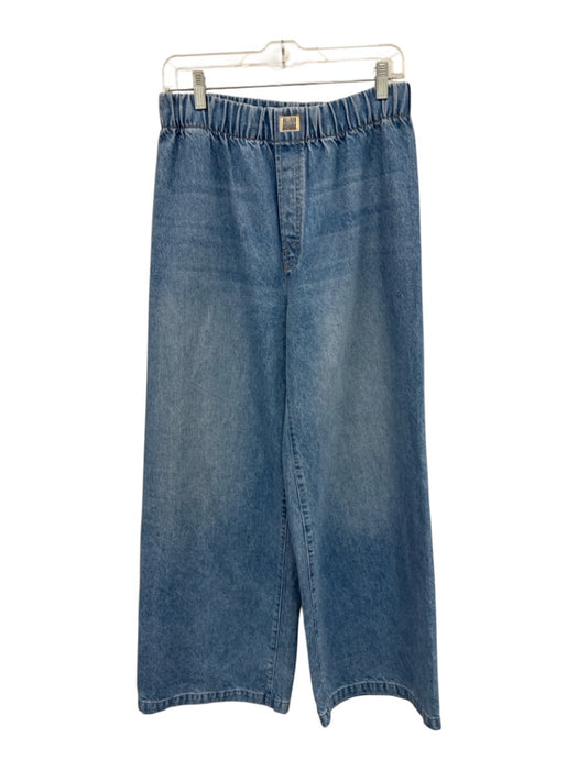 Mother Snacks Size Est S Light Wash Cotton Blend Elastic Waist Wide Leg Jeans Light Wash / Est S