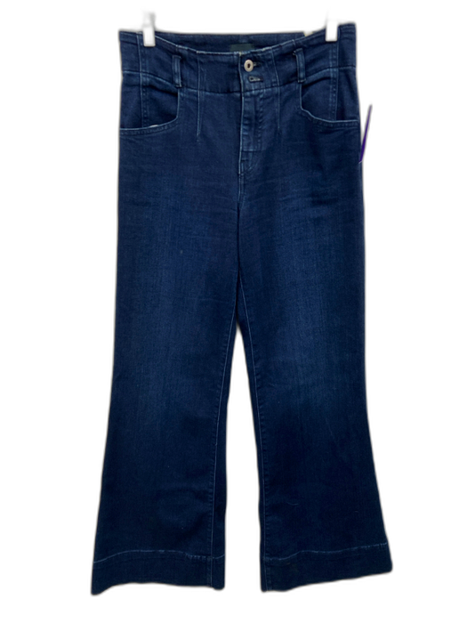 Maeve Size 28 Dark Wash Denim Button & Zip Front Straight flare Tiered Jeans Dark Wash / 28