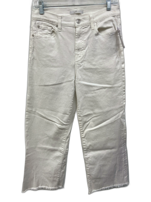 For All Mankind Size 28 White Cotton Blend Button & Zip Front Wide Leg Jeans White / 28