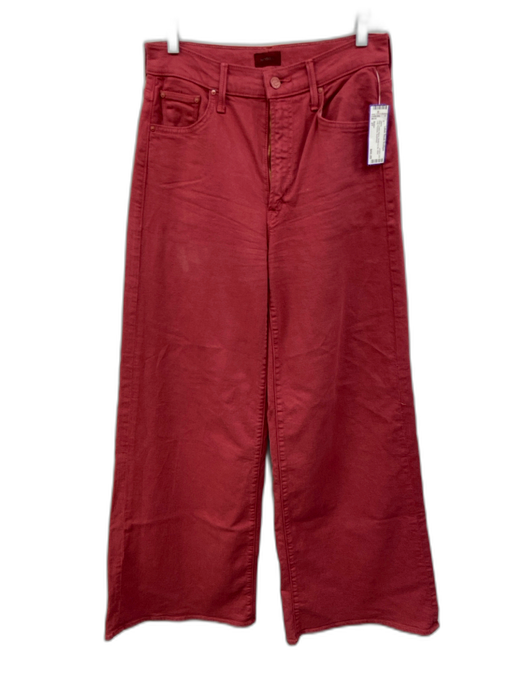 Mother Size 27 Red Cotton Blend Button & Zip Wide Leg Pockets Jeans Red / 27