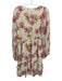 Maeve Size L Cream & Multi Poly Blend floral print V Neck Long Sleeve Dress Cream & Multi / L