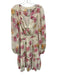 Maeve Size L Cream & Multi Poly Blend floral print V Neck Long Sleeve Dress Cream & Multi / L