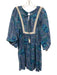 By Anthropologie Size M Blue & Multi Cotton Blend Keyhole Front Print Dress Blue & Multi / M