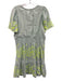 By Anthropologie Size L Green Linen Blend V Neck Floral Embroidery Dress Green / L