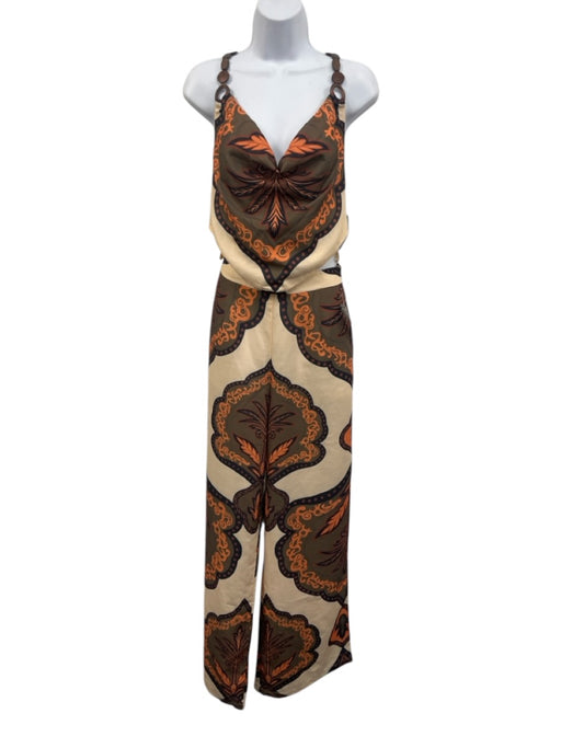Blithe Size M Cream, Green & Multi Polyester Printed Zip Close Pants Set Cream, Green & Multi / M